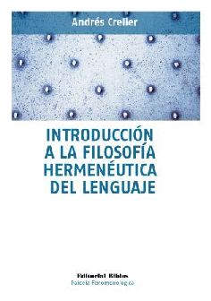 Introducción a la filosofía hermenéutica del lenguaje Introducción a la filosofía hermenéutica del lenguaje